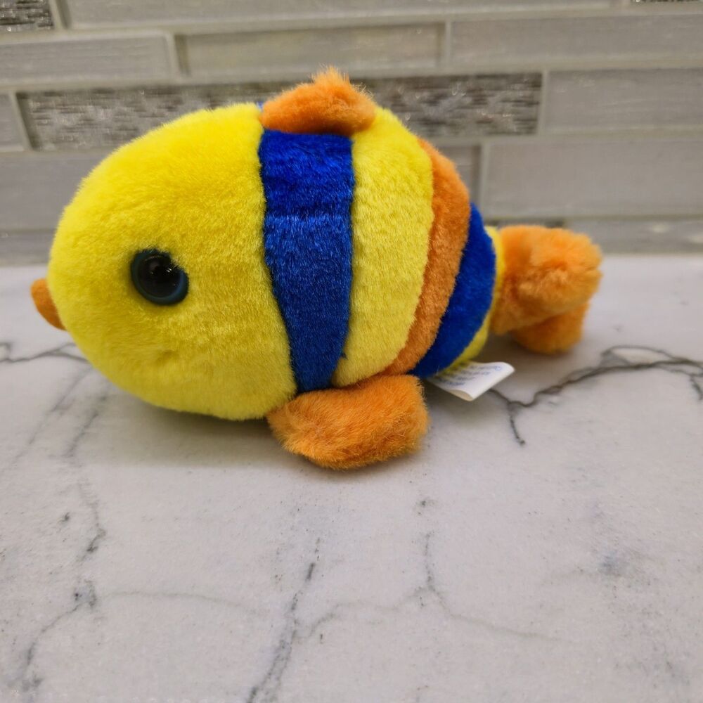 VTG 1998 Jules Fish Puffkins Collection Swibco 4" Plush Multicolored‎ No Tag